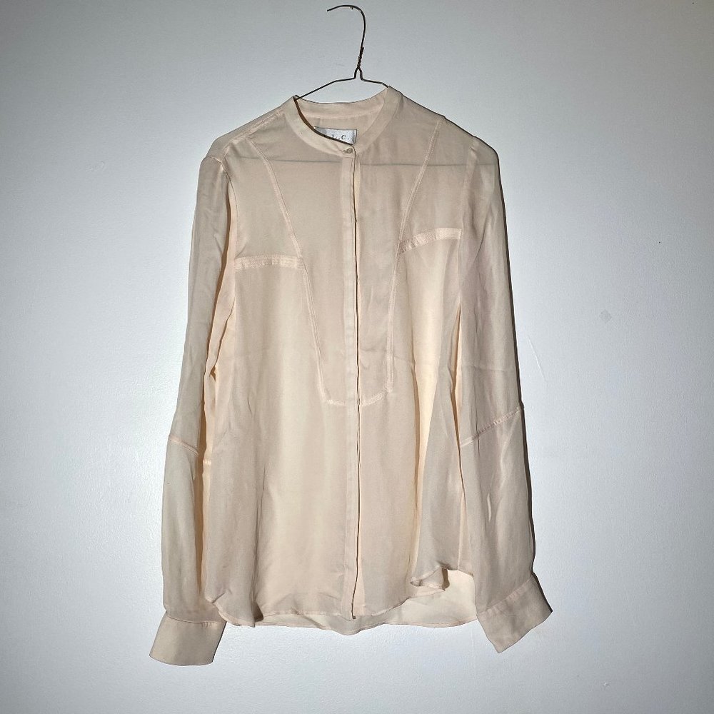 ALC 100% silk peach cream blouse Vintage